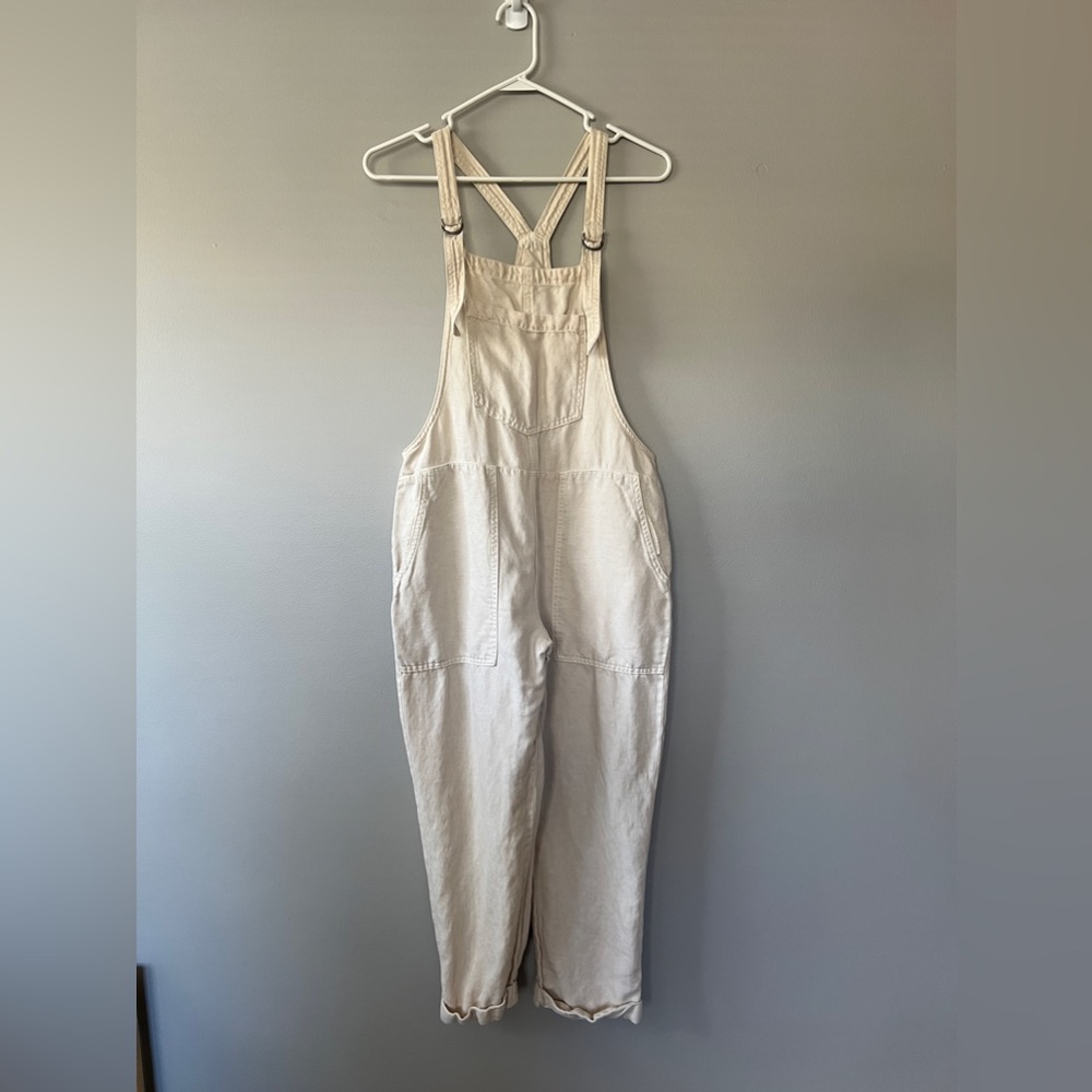 Aerie twill jumpsuit overalls - small - cream